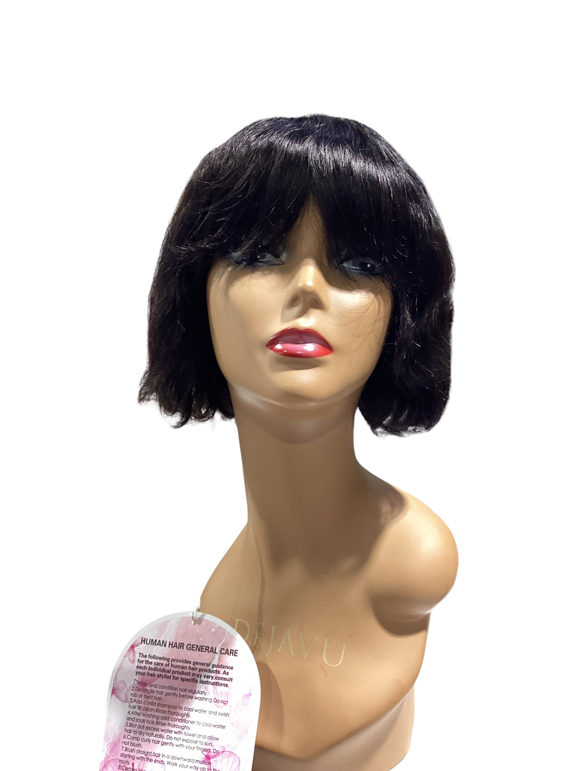 Short Human Hair Natural Wig - Bangs