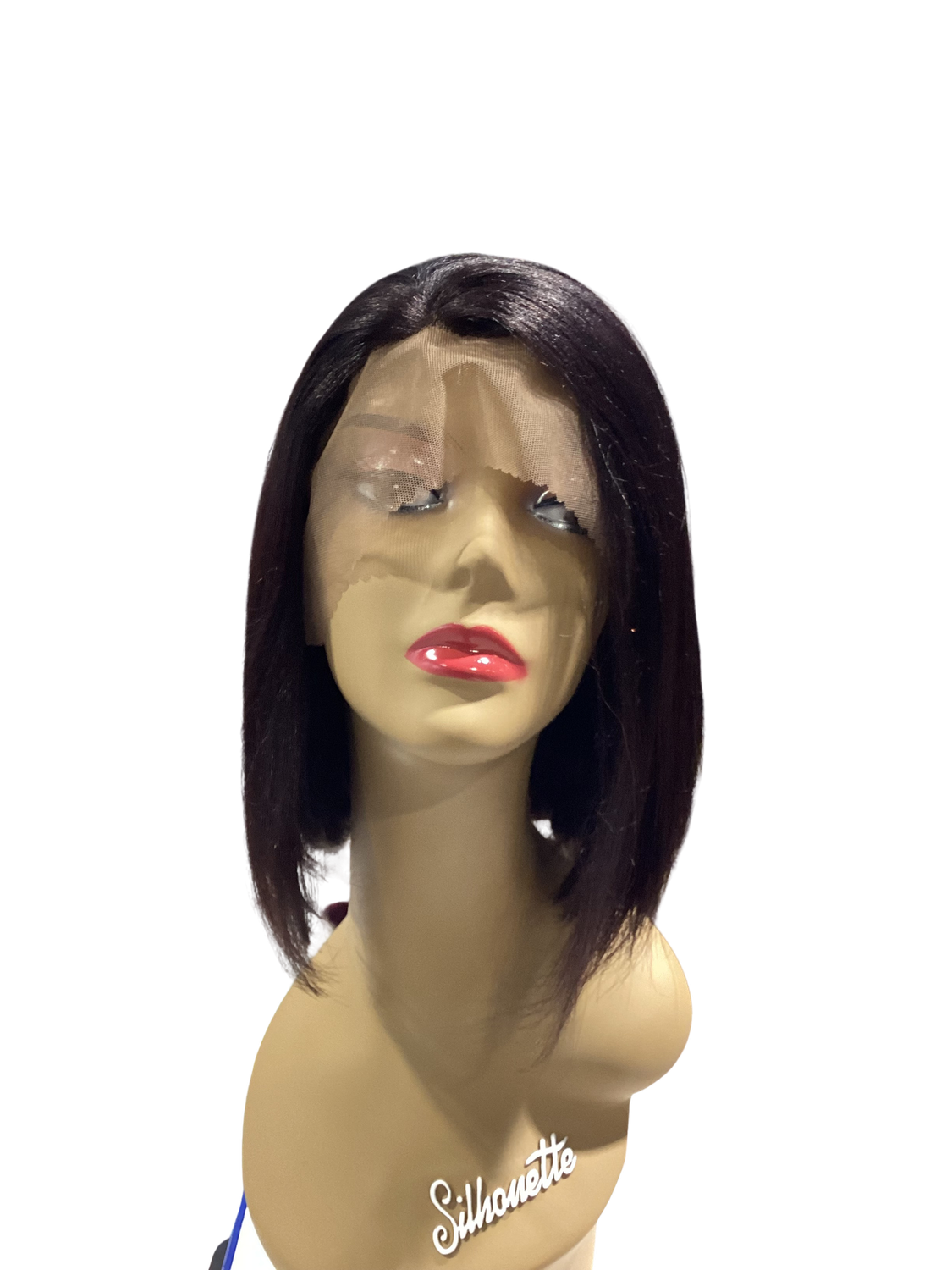 Short Human Hair Lace Straight Wig - 1B
