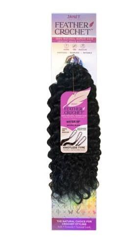 Janet Human Hair Feather Crochet, Color: Natural Brown, Style: Water Wave