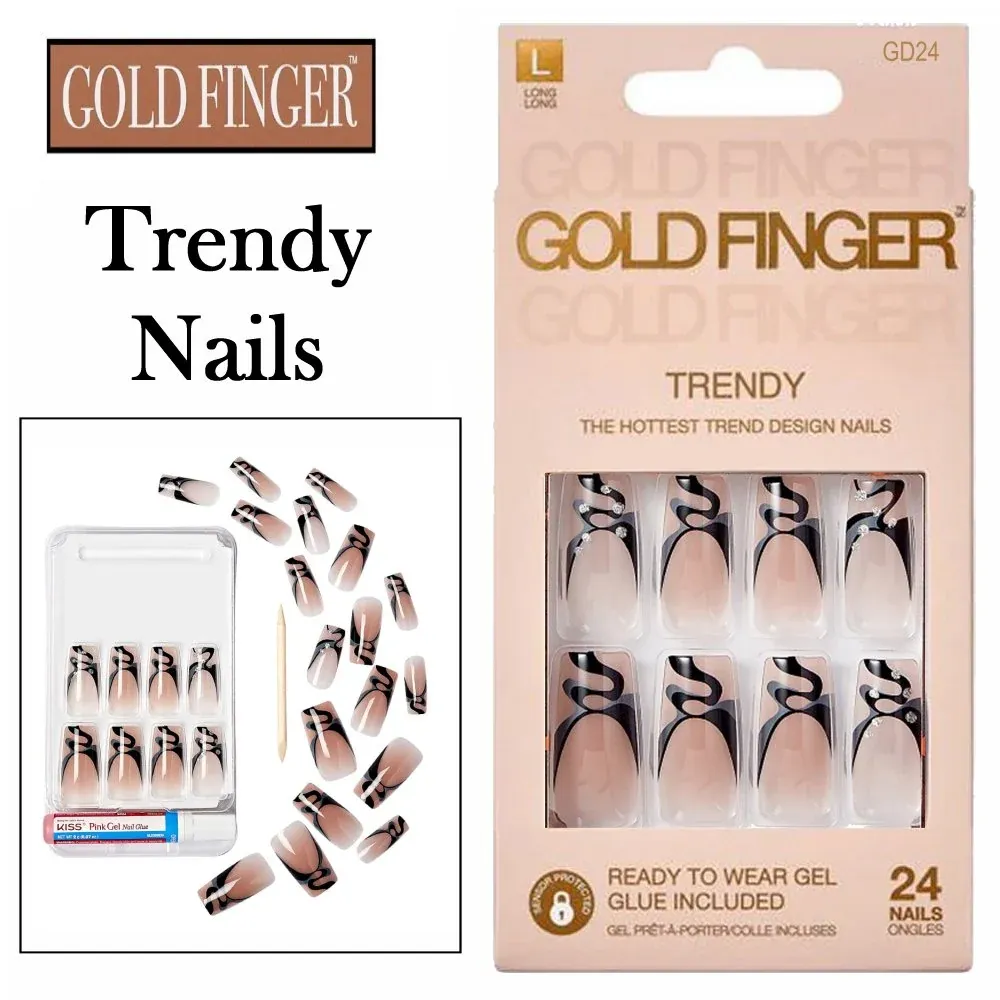 Gold Finger - Trendy - Press On Nails, Style: Be Yourself
