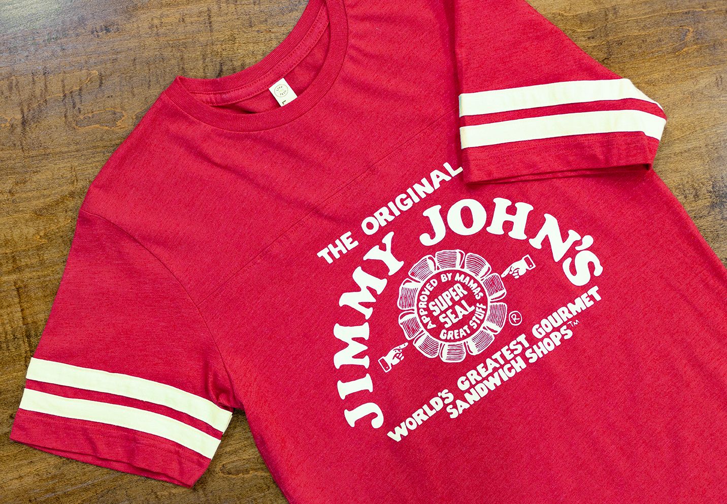 JIMMY JOHN&#39;S VINTAGE RINGER TEE, Size: S