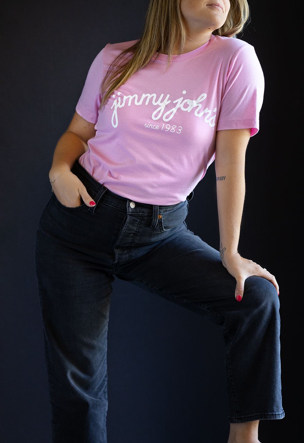PINK JJ SCRIPT TEE, Size: S