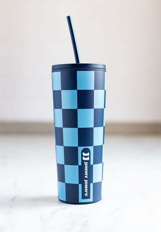 JJ CHECKERED BLUE TUMBLER
