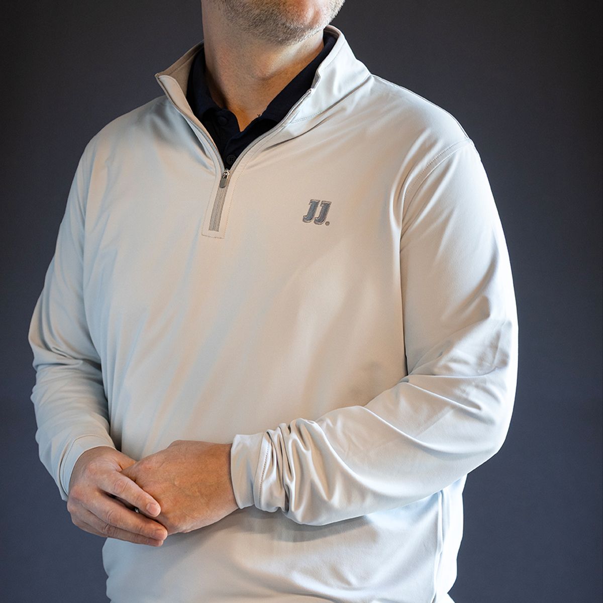 JJ BRITISH GREY PETER MILLAR 1/4 ZIP, Size: S