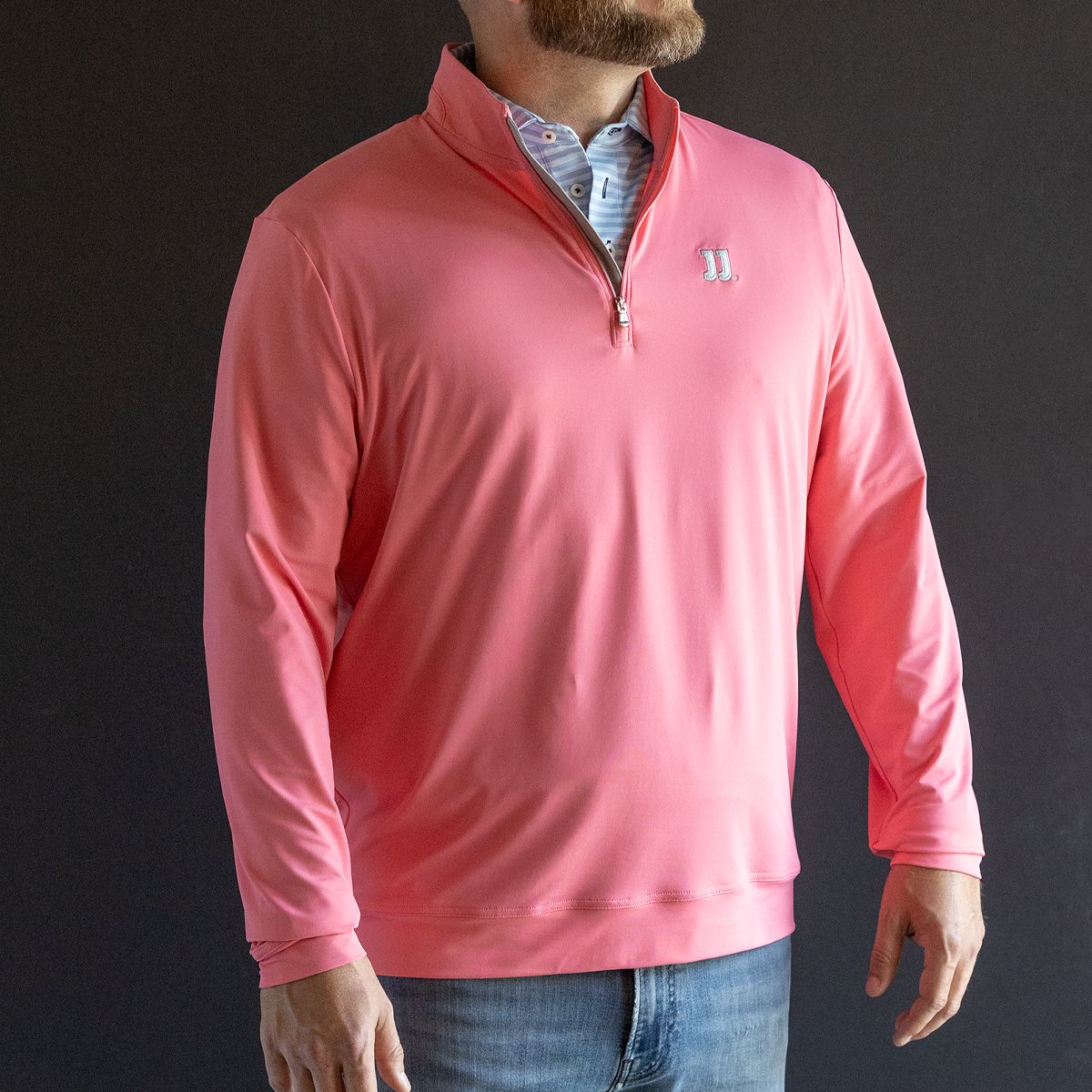 JOHNNIE O PINK 1/4 ZIP, Size: S