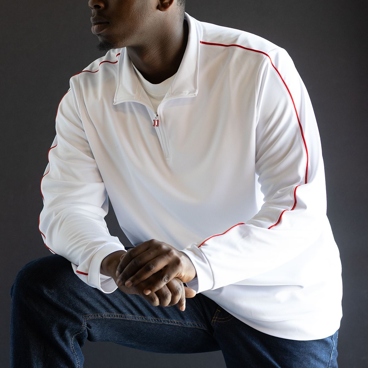 JJ MEN'S WHITE 1/4 ZIP, Size: S
