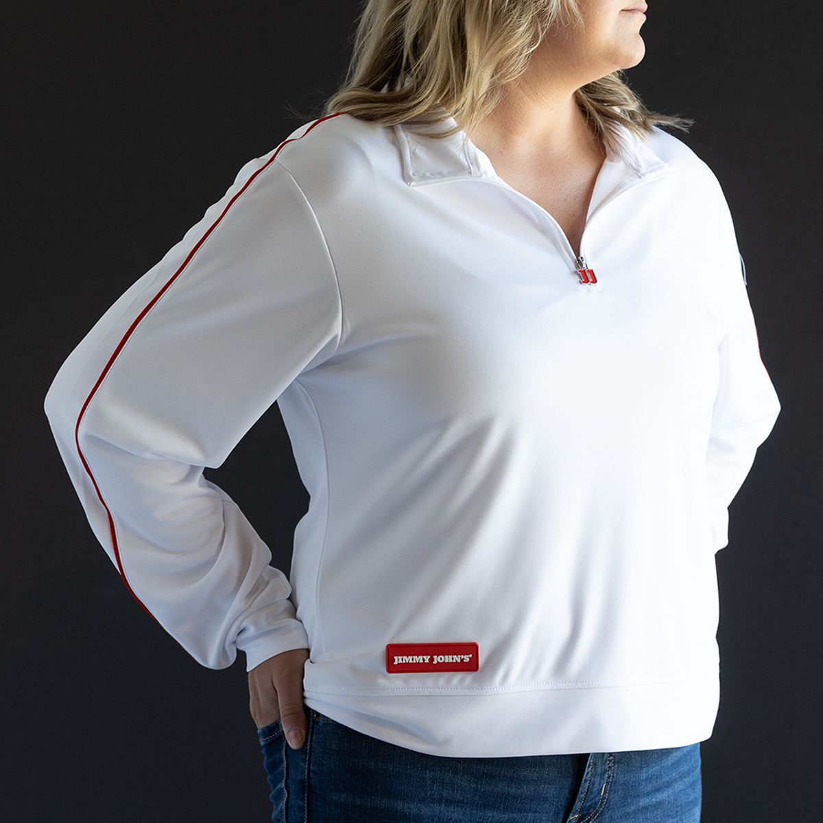 JJ WOMEN'S WHITE 1/4 ZIP, Size: S