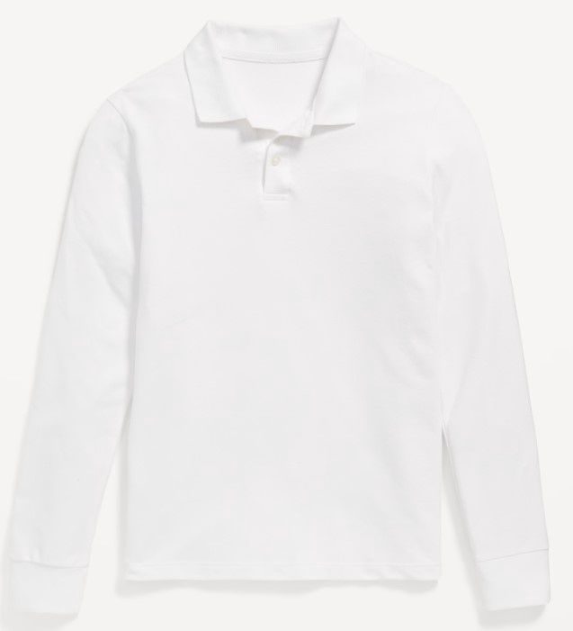 Boys Long Sleeve Polo (includes SM logo), Color: White, Size: Youth Extra Small