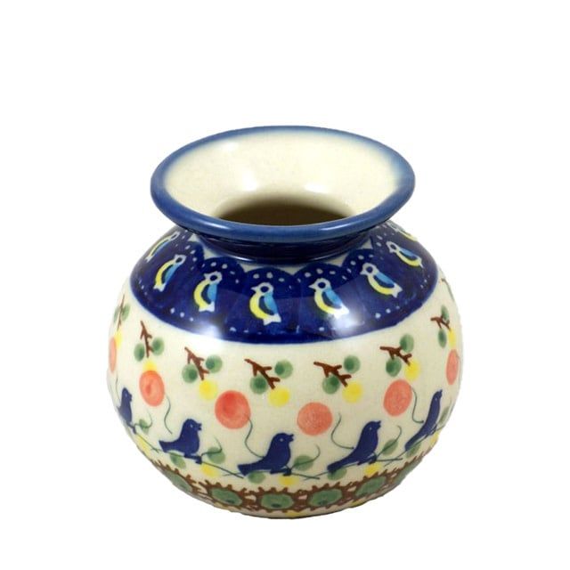 Blue Bird Round Vase