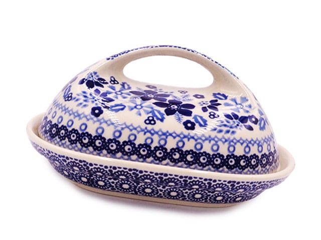 Indigo Garden Butter Dish w/ Handle