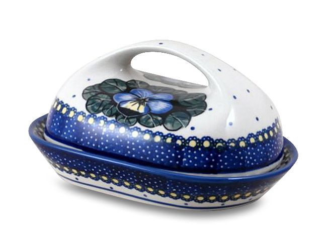 Pansies Butter Dish w/ Handle