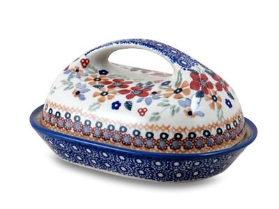 Posies Butter Dish w/ Handle