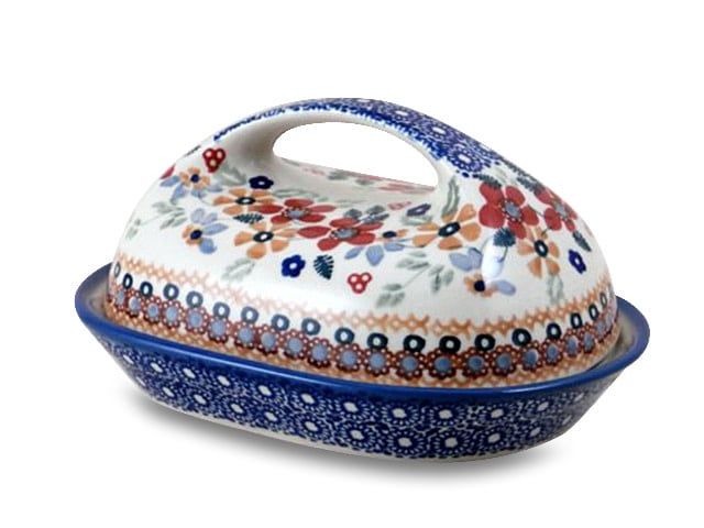 Posies Butter Dish w/ Handle