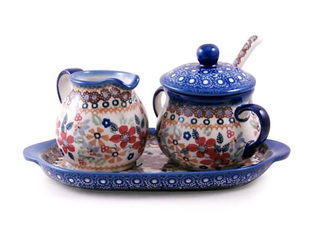 Posies Cream & Sugar w/ Tray Posies Cream & Sugar w/ Tray