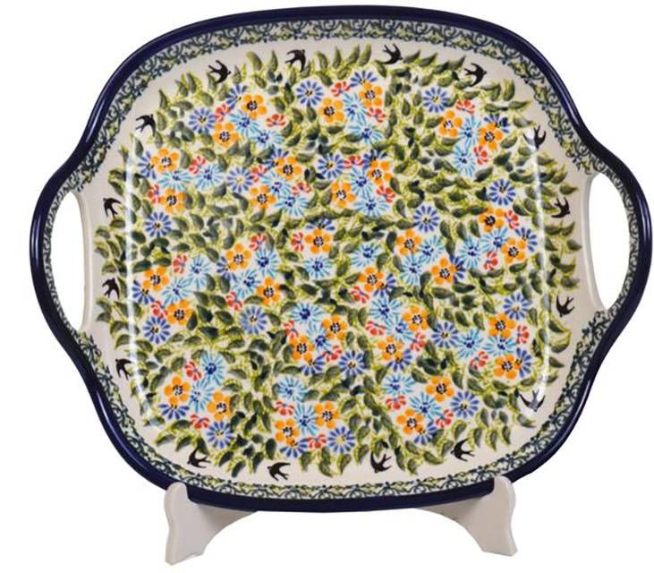Black Birds Fly Square Tray w/ Handles