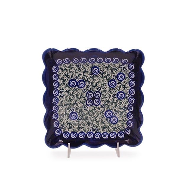 Blue Swirl Ruffled Dessert Plate Blue Swirl Ruffled Dessert Plate