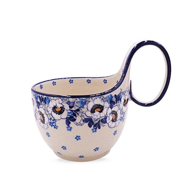 Snow Poppy Loop Handle Soup Bowl Snow Poppy Loop Handle Soup Bowl