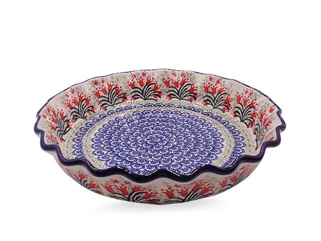 Crimson Bells Fluted Pie Plate