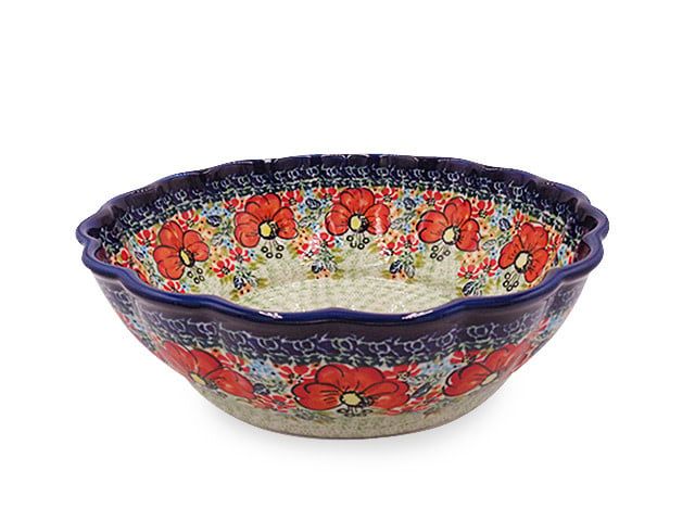 Poppy Charm Shallow Serving Bowl