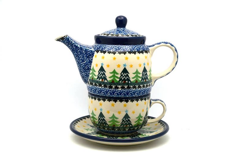 Christmas Trees Stacked Teapot