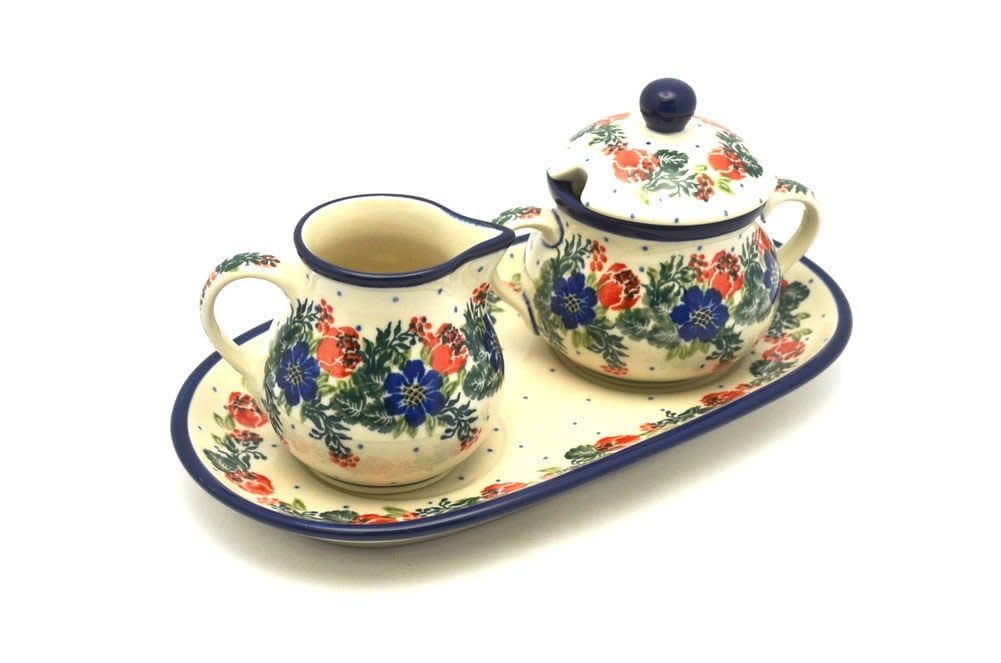 Garden Party Cream & Sugar w/ Plate