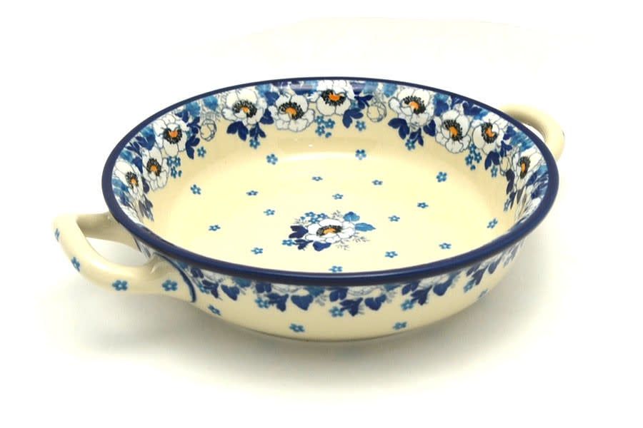 Snow Poppy Rnd Baker w/ Handles - 8"