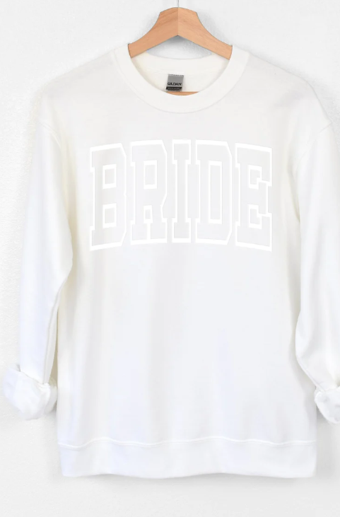 Embossed BRIDE Sweatshirt-White