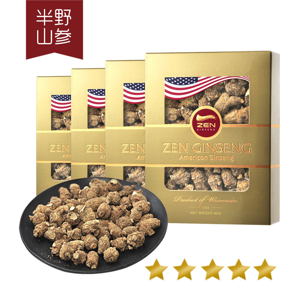 美国半野山粉光参 珍珠泡粒 4安士礼盒装 x4盒