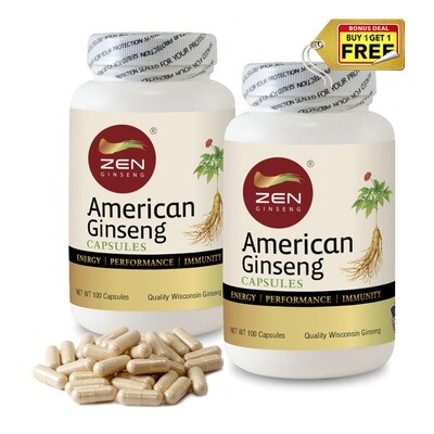 American Ginseng Capsule 100 Pills/Bottle x2Bottles Buy1 Get1 Deals