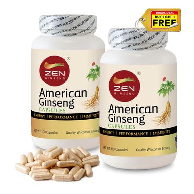 American Ginseng Capsule 100 Pills/Bottle x2Bottles Buy1 Get1 Deals