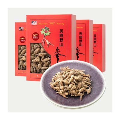 Wild American Ginseng Pearl (Tiny) Pearl Ginseng Pearls (Small Root Pieces) (Tail Root) — 16 oz (1 lb), 4 x 4 oz Gift Boxes, ~560 pieces