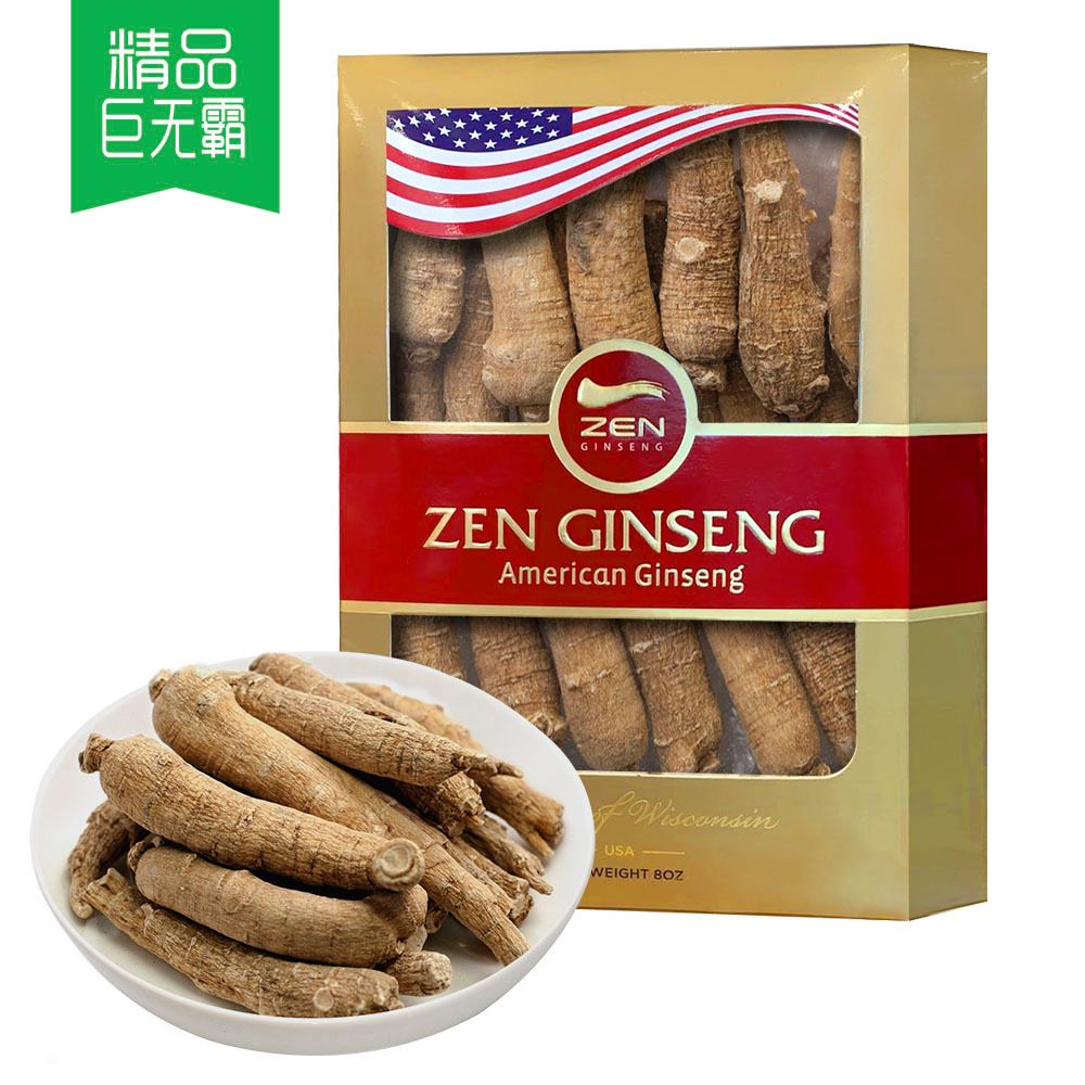American Ginseng Super Long Jumbo Root. 8oz/Box