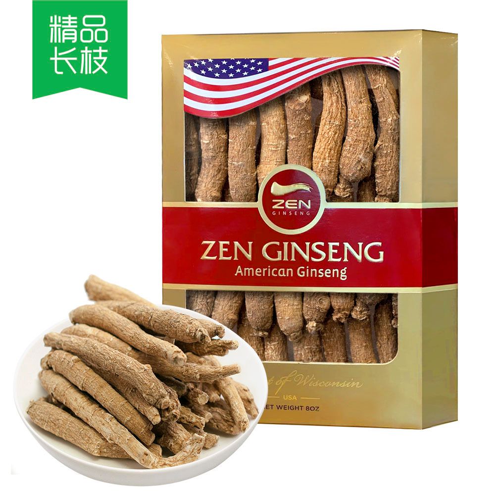 American Ginseng Medium Long Root. 8oz/Box