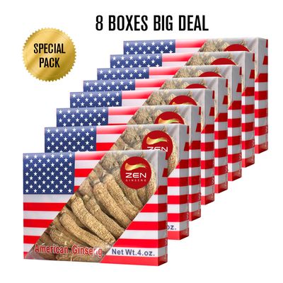 American Ginseng Small Tail Root 4oz/Box x8Boxes