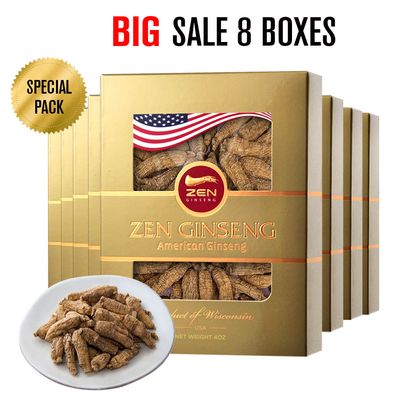 American Ginseng Small Short Round Root 4oz/Box x8Boxes