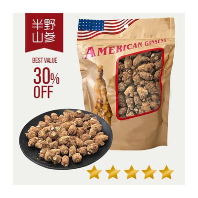 American Ginseng Half Wild Pearl Round Root. 1LB/Bag