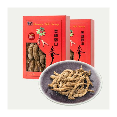 Wild American Ginseng Medium Whole Roots — 8 oz (1/2 lb), 2 x 4 oz Gift Boxes, ~160 roots
