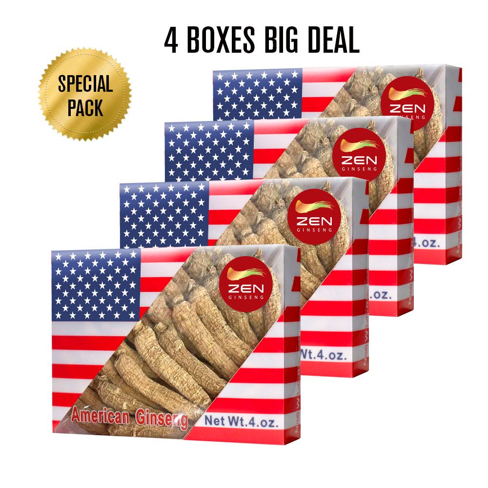 American Ginseng Small Tail Root 4oz/Box x 4 Boxes