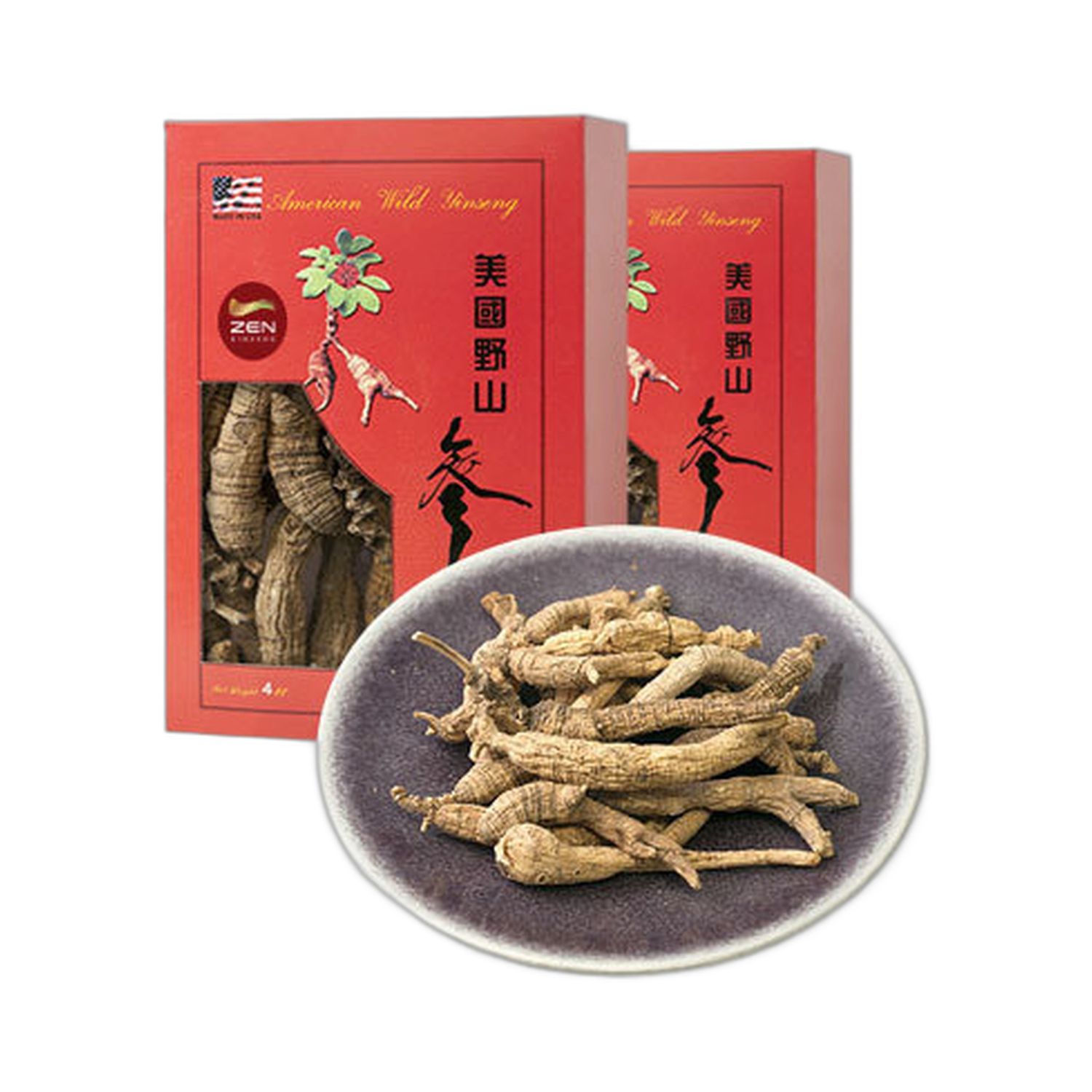 大原枝美国 野山参 半磅 (4安士礼盒*2盒, 約80枝)