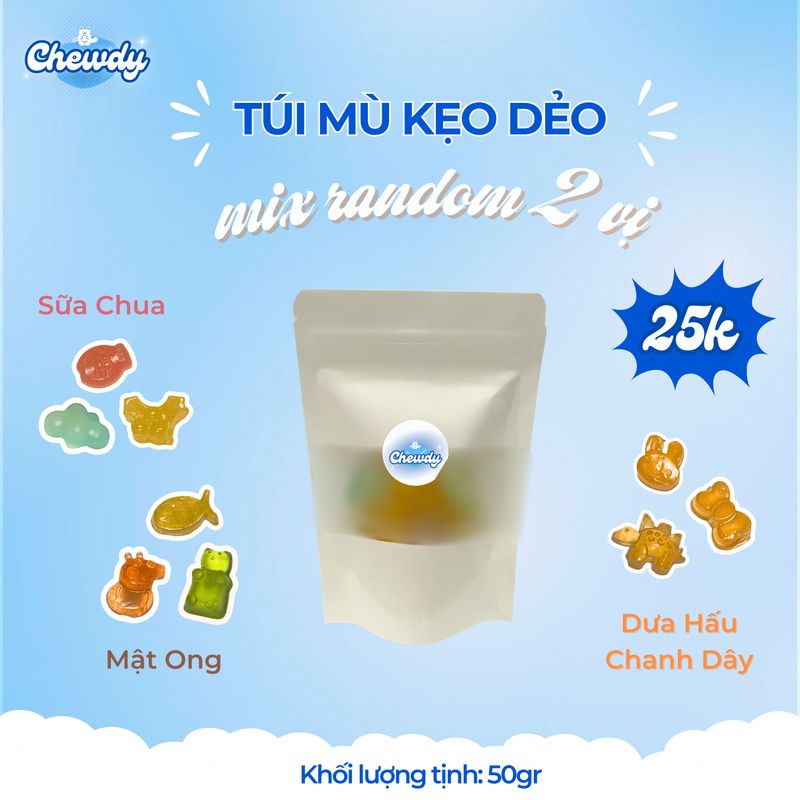 Túi mù kẹo dẻo HANDMADE mix RANDOM 2 vị 50g