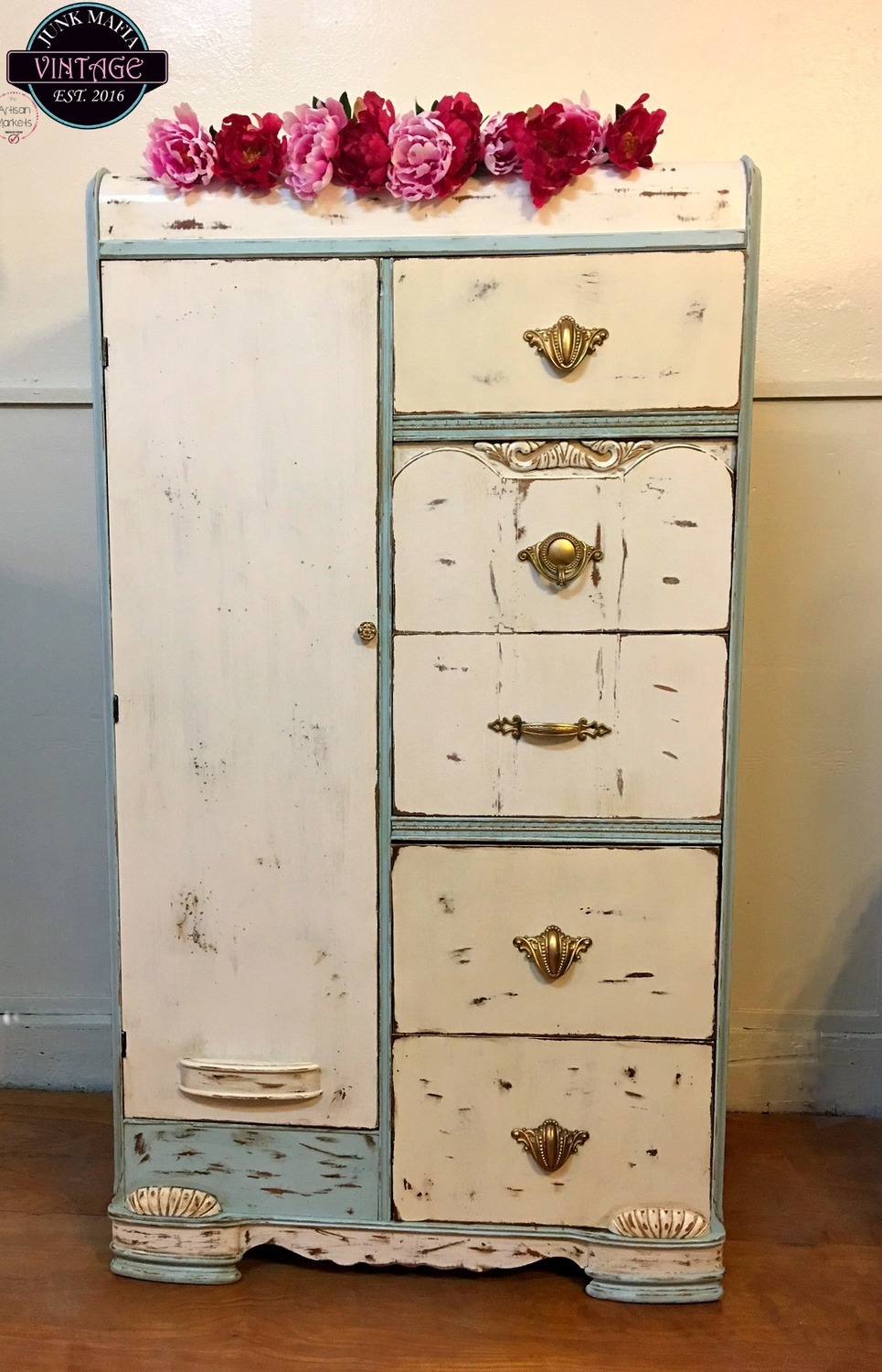 Antique Waterfall Armoire Wardrobe