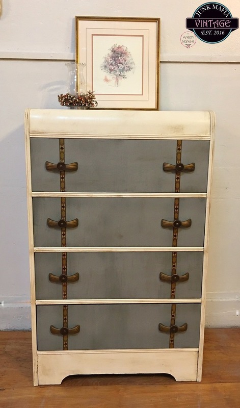 Antique Rustic Gray Waterfall Dresser