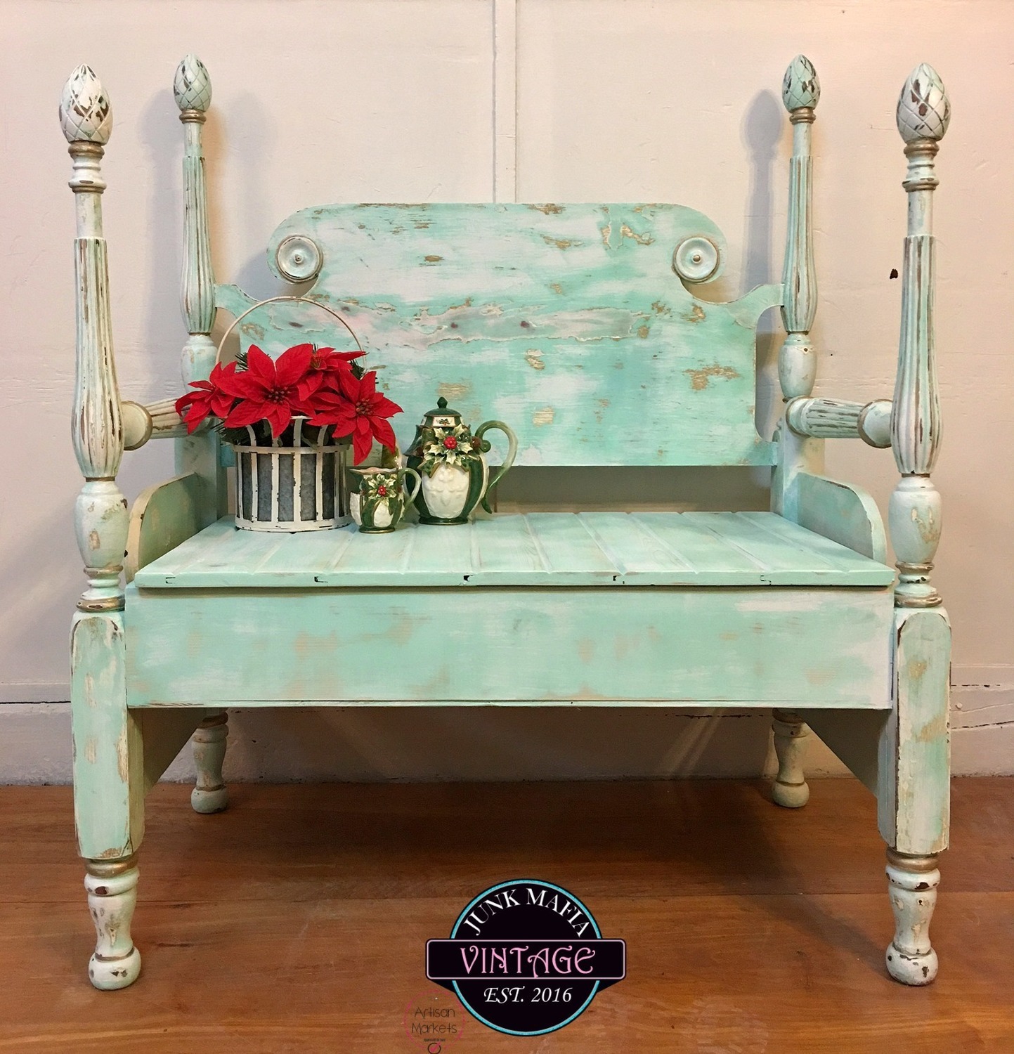 Shabby Rustic Handmade Storage Bench