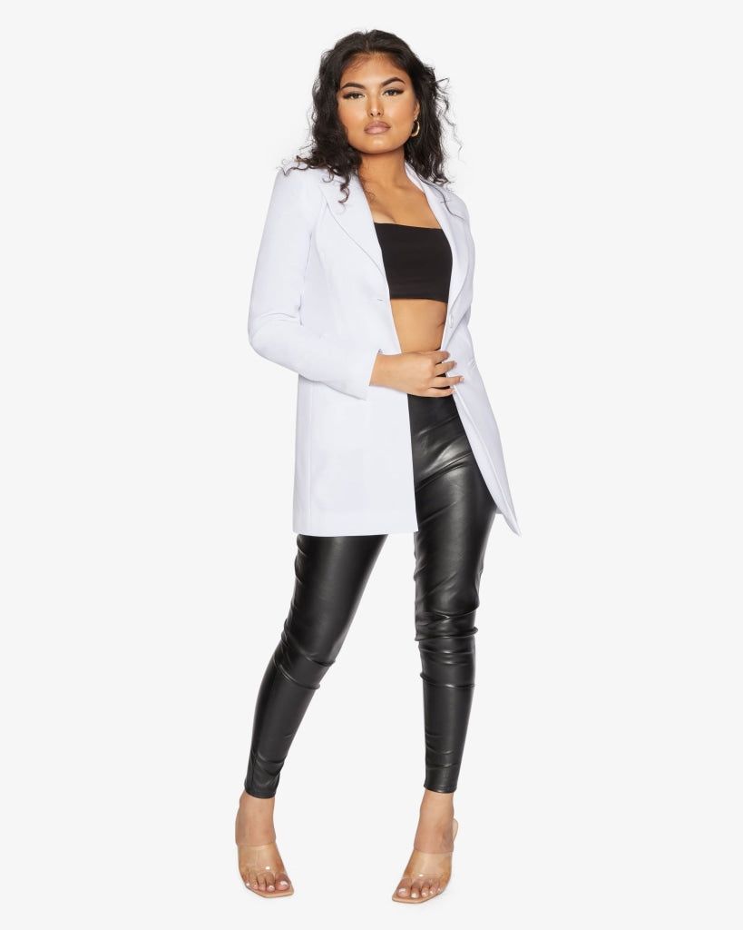 SAASHI De La Creme Women&#39;s Collared Formal Longline Blazer