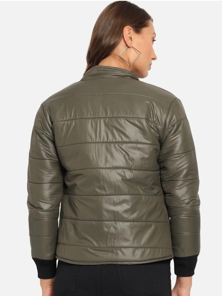 Women Solid Light Weight Casual Short Jacket (Color Olive Green) (Size, Size: XL, Color: Olive Green