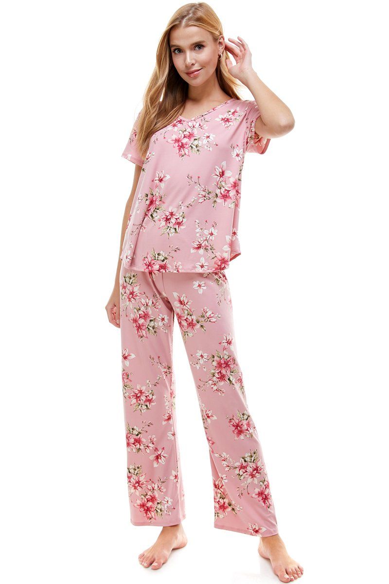 SAASHI Women&#39;s Floral Print Lounge Set in Blue