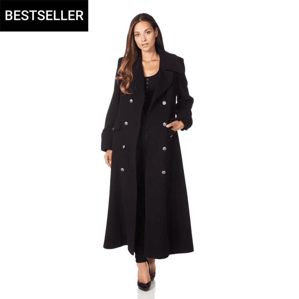 SAASHI Wool Blend Double Breasted Maxi Coat