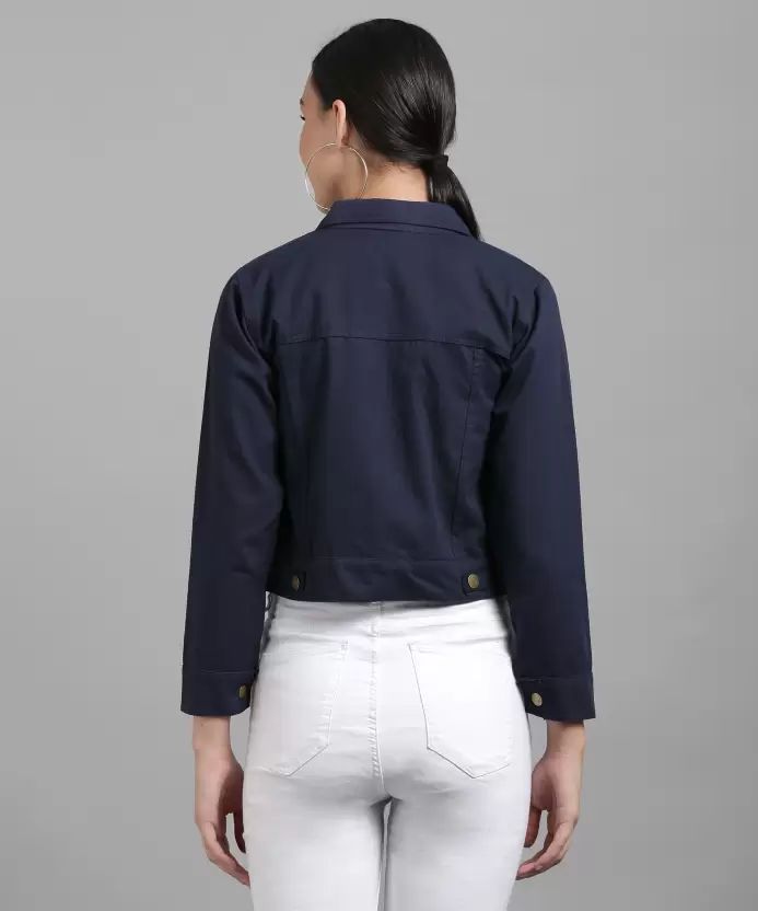SAASHI Light Weight Casual Short Jacket, Size: M, Color: Nevy Blue