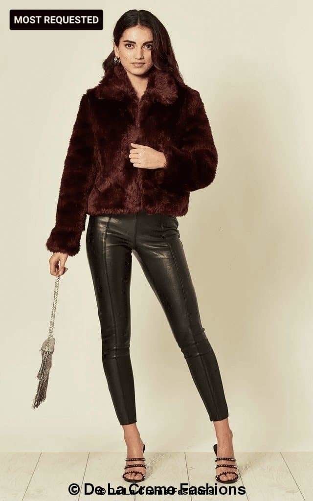 Saashi De La Creme Womens Faux Fur Bomber