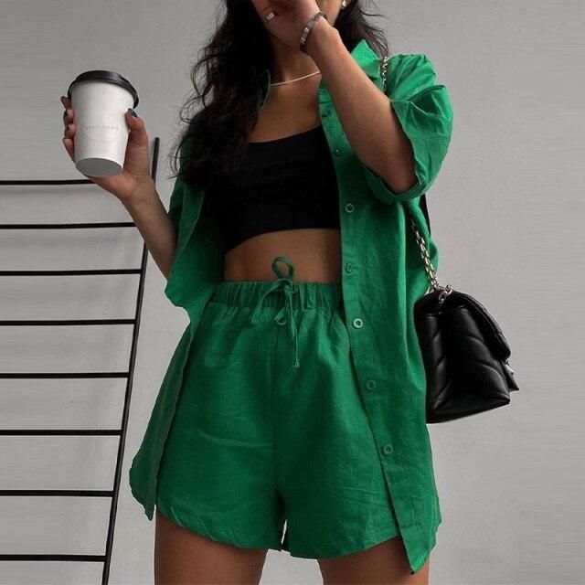 SAASHI Casual Shorts Suits Green Streetwear, Color: green, Ships From: Poland